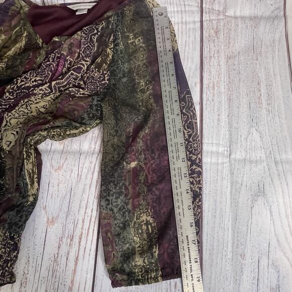 Christopher & Banks Blouse SZ Small‎ Women Purple Chiffon Overlay Tank Lining - Picture 14 of 15